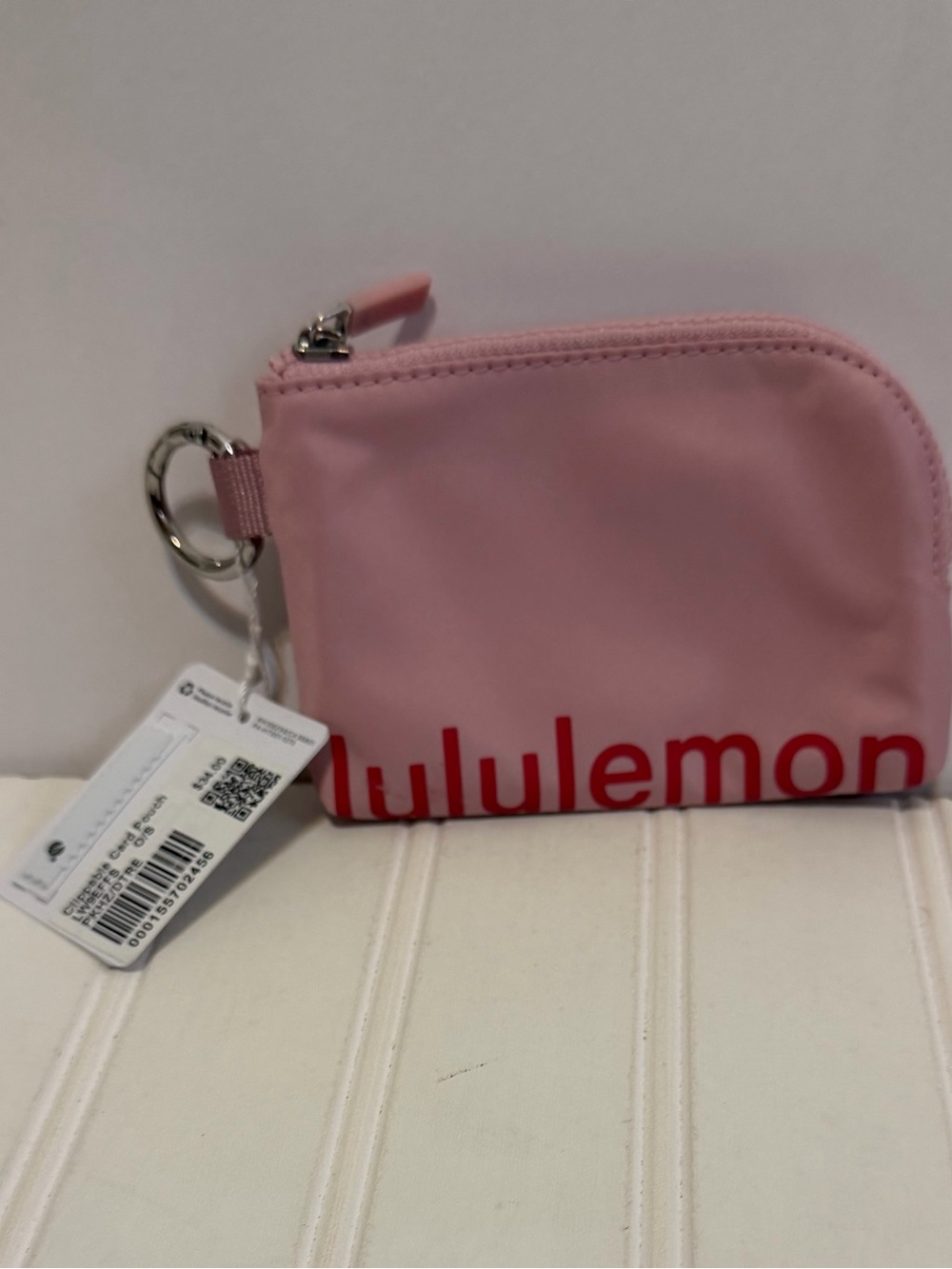 lululemon athletica Pink Zip Key Pouch with Ring zip clip and go